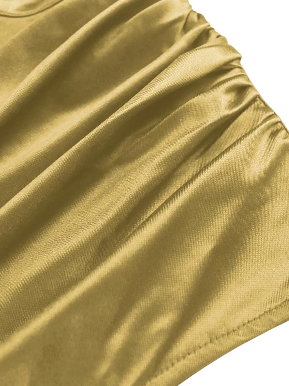 AOMEI - Size 20 (US Size) Gold Satin Ruched Midi Dress with Side Slit - Picture 6 of 12
